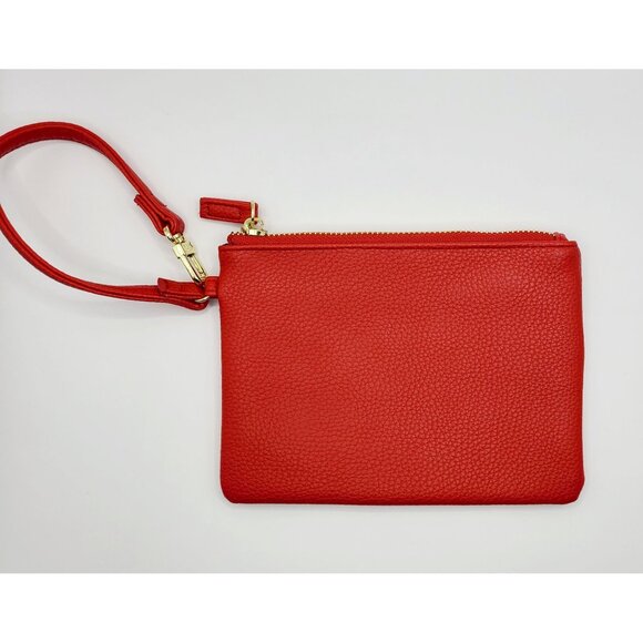 Steve Madden Red Pebble Texture Wristlet Pouch With Gold-Tone Hardware & Zipper - Picture 2 of 10